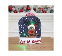 (12-let it snow-deer) LED Christmas Hat with Lights 2025 Knitting Cap Xmas Ornament Home Decor Navidad Natal 2025 New Year Holiday Gift