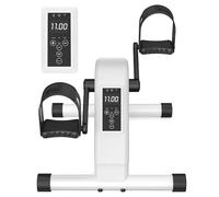 12-Levels Mini Exercise Bike Under Desk with LCD Display, Quiet Electric Bidirectional Bicycle Pedals for Home for Seniors, Stationary Bike Under Desk for Leg & Arm Physical Therapy Exerciser (White)