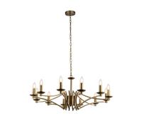 12 Light Antique Brass Finish Multi-Arm Pendant Adjustable Ceiling Fitting Light