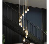 12-Light Gold Raindrop Crystal Pendant Chandeliers 120''/305cm High Ceiling foyers Entrance Chandeliers Staircase Long Pendant Light Big Crystal Bubble 3000-6000K Dimmbale LED Lighting fixtures