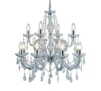 12 Arm Crystal Glass Chandelier In Chrome