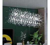12 Lights Crystal Firework Chandelier, Modern Dining Room Lighting Fixture Hanging, Dining Room Living Room Kitchen Island Silver Style 36.2inch