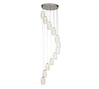 12 Lights LED Chrome Finish Ceiling Mounted Pendant Light with Clear Glass Shade