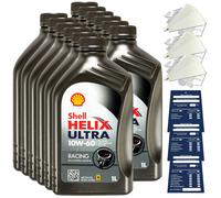 12 liters Original Shell Helix Ultra Racing 10W60 Motor Oil ACEA A3 B3 B4 VW Set