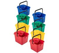 12 Litre Capacity Red Blue Green Yellow & Metallic Mop Buckets