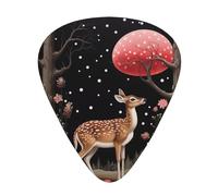 12 Lost Deer in the Flowers Printed Guitar Picksâ€“ Thin, Medium, Thick Thicknesses,Comes with Storage Box