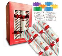 12 Luxury Christmas Crackers - Deluxe Crackers with Party Hat, Joke, and Trivia Game Cards Inside Each - Eco Cracker - Perfect Christmas Table Decoration (CandyCane, 12 Pack)
