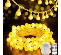 12 M 100 LED Fairy Lights Battery Operated Indoor Outdoor Waterproof Globe String Lights Christmas Lights with Remote Timer 8 Modes for Bedroom Outside Garden Patio Yard Party Decorations Warm White