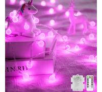 12 M 100 LED Fairy Lights Outdoor Waterproof Globe String Lights Battery Operated Christmas Lights with Remote 8 Modes for Bedroom Garden Patio Party Indoor Mother's Day Wedding Decorations Pink