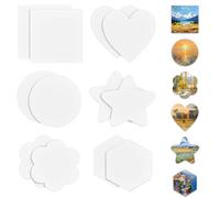 12 Magnetic Art Canvas Panels,Small Canvas Painting Supplies,Blank White Canvas Boards for Fridge Oil Watercolor Art and Craft.Hexagon,Circle,Square,Love,Pentagram,Flowers