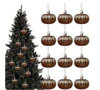 12 Matte Hanging Pumpkins for Rustic Fall and For Indoor Party Decor, Easy to Hang with Rope Attachment (brown)