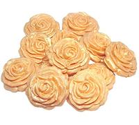 12 Medium Rose Flower Edible Cake Decorations Cupcake Toppers (Gold)