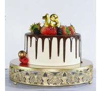 12" Metal Cake Stand,Round Cupcake Dessert Stand Cake Display Holder Decor for Wedding Party Birthday Baby Showers Anniversary Cake Pedestal Display Plate,Gold