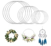 12 Metal Rings for Crafts, 10 cm, 15 cm, 20 cm, Decorative Ring for Hanging, Wreath, Blank Metal Rings for Dream Catcher, Decorative Rings for Hanging Macrame Ring, DIY Wrap Technology, Hoop (Silver)