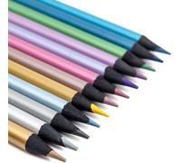 12 Metallic Colouring Pencils, Colouring Pencils for Adults,Assorted Colors Wooden Pencil Set for Artists Beginner,Sketching/Adult Colouring Books.