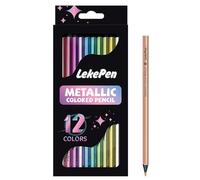 12 Metallic Colouring Pencils, Colouring Pencils for Adults,Assorted Colors Wooden Pencil Set for Kids Artists Beginner,Sketching/Adult Colouring Books.