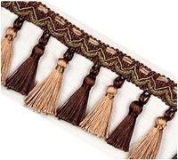 12 Meters Decorative Tassel Fringe Trim, Lace Edging for Curtains, Sofas, Tablecloths, Home Decor(Dark Brown)