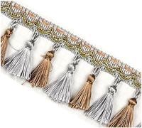 12 Meters Decorative Tassel Fringe Trim, Lace Edging for Curtains, Sofas, Tablecloths, Home Decor(Grey)