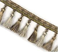 12 Meters Decorative Tassel Fringe Trim, Lace Edging for Curtains, Sofas, Tablecloths, Home Decor(Khaki)