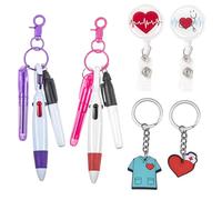12 Mini Highlighter Nurse Pen Set,Permanent Marker, Mini Highlighter,Retractable Ball Pen with Nurse Keychain Clip Doctor Nurse Gifts Nurse Badge Reel Accessories