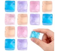 12 Mini Ice Cube Fidgets, Stress Balls for Adults, Office Stress Management Tools, Portable Sensory Items for Professionals, 2.2cm Cube Shape in Assorted Colours
