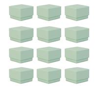 12 Mint Green Jewellery Gift Boxes, 45x45x34mm | For Ring & Studs Earrings | Eco Kraft Paper with Anti-Tarnish Inserts, FSC Certified