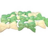 12 Mixed Large Bows Edible Cake Cupcake Topper Decorations (6 White 6 Green)