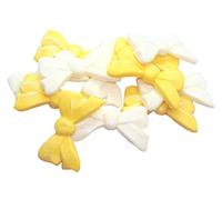 12 Mixed Large Bows Edible Cake Cupcake Topper Decorations (6 White 6 Yellow)
