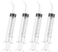 12 ml Disposable Oral Irrigator Syringe with Curved Tip - for Dental Care, Tonsil Stones, and Pet Feeding (2 Pack)(4 Pcs)