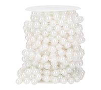 12 mm Imitation Pearl Beads, White Pearl Garland String, 10 m Connecting Acrylic Beads for Home Decoration, DIY Curtain Pendant with Cotton Thread for Wedding Party Living Room (White)