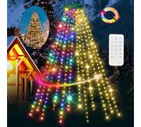 12 Modes Easy Christmas Tree Lights with Ring Indoor Outdoor - 2.5M x 12 Lines String 348 LED Timer Dimmable Remote Waterproof Fairy Lights for 2.3 2.4 2.5 M Xmas Tree Decor (Warm White or Multicolor)