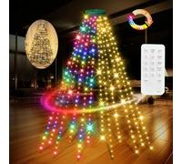 12 Modes Easy Christmas Tree Lights with Ring Indoor Outdoor - 2M x 12 Lines String 288 LED Timer Dimmable Remote Waterproof Fairy Lights for 1.8 2.1 M Xmas Tree Decor (Warm White or Multicolor)
