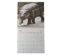 12 Month Wall Calendar,Wall-Mounted Calendar with 12 Month - Hippo Illustrations Schedule Management Planner for Dormitory Study Room Bedroom Classroom Dining Room
