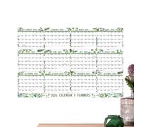 12 Month Wall Calendar, Yearly Wall Calendar Yearly Calendar Double-Sided Reusable Empty Calendar Planner Undated Laminated Task Organizer with Note for Study