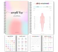 12 Month Weight Loss Journal | Pounds Lost & Body Measurements Tracker - A5 Pastel Rainbow