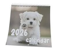12 Months Calendar 2026, Whimsical Cats and Dog with Cute Hat Appearance Wall Calendar, Practical & Functional, Quality Papper Material, Suitable for Home & Office Use (Dog)