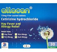 12 Months Supply Allacan Cetirizine Hayfever and Allergy Tablets 30 x 10 (30 x 2 in each box)