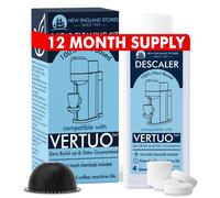 (12 Months Supply) Nespresso Compatible Vertuo Descaling Kit Odorless Coffee Brewer Machine Descaler Set Liquid Descaling Solution for Nespresso In