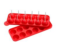 12 Mould and 24 Sticks Cake Pop Mould, Non-Stick Cake Pop Pan, Mess-Free Silicone Tray, Bendable Pop Mould Premier Housewares Red One Size
