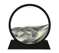 12" Moving Sand Art Picture Round Glass Sea Sandscape in Motion Display Flowing Sand Frame Round Glass Grit Candlestick Lamp Base Tall