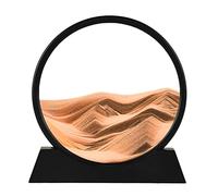 12" Moving Sand Art Picture Round Glass Sea Sandscape in Motion Display Flowing Sand Frame Round Glass Grit Candlestick Lamp Base Tall
