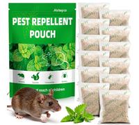 12 Natural Peppermint Oil Mouse Repellent Pouches Outdoor Indoor, Keep Rodent, Mouse, Mice, Squirrels Away from Home, Garage, Car, RV, Safe for Kids & Pets