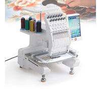 12 Needles Commercial Embroidery Machine, 1000rpm Automatic Computer Sewing Machine, Single Head Intelligent Color Embroidery Machine for Clothes, Sports Equipment, Hats, Dolls