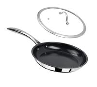 12" Nonstick Ceramic Frying Pan with Lid - PFOA & PTFE-Free, Oven & Broiler-Safe - Thick 2.5mm Four-Layer Construction, Anti-Scalding Handle for All Stovetops (Induction/Gas etc)