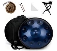 12 Note Handpan Drum 22" in D Minor for Sound Healing Mtat & Relaxat - 440Hz/432Hz Tongue Drum with Carry Bag & Stic - Perfect Musical Instrument for Mindfulness (Blue)