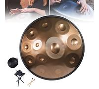12 Note Handpan Drum, 22" Steel Hand Drum, Tongue Drum Percussion Instrument, 440Hz Sound Healing Drum for with Bag, Stand, Mallet,Brown
