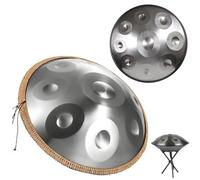 12 Note Handpan Drum - 432Hz Steel Tongue Drum for Sound Healing Mtat & Yoga Therapy - 56cm Percuss Instrument with Stand (Silver)