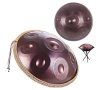 12 Note Handpan Drum 56cm - Steel Tongue Drum with Mallets 432Hz/440Hz for Sound Healing Mtat Music Therapy Yoga - Brown Color