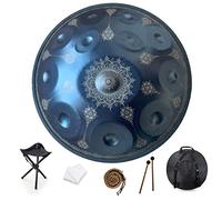 12 Notes 22 Inch Handpan, D-Minor 432 Hz Steel Drum Percussion Instrument, Mandala Musical Performance Handmade Musical Instrument Gift Blue (Blue mandala 9 tones) (Blue Mandala 12 tones)