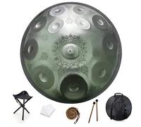 12 Notes 22 Inch Handpan, D-Minor 440 Hz Steel Drum Percussion Instrument, Mandala Musical Performance Handmade Healing Musical Instrument Gift Silver